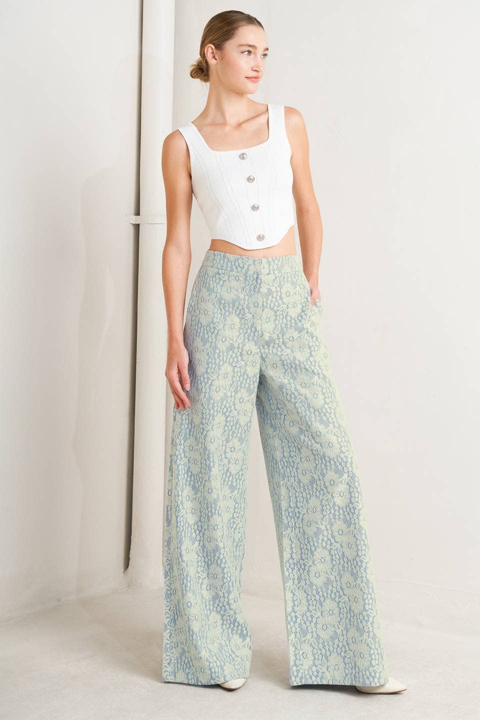 Celeste Lace Pant Light Blue