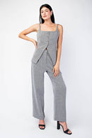 Herringbone Woven Trousers Grey