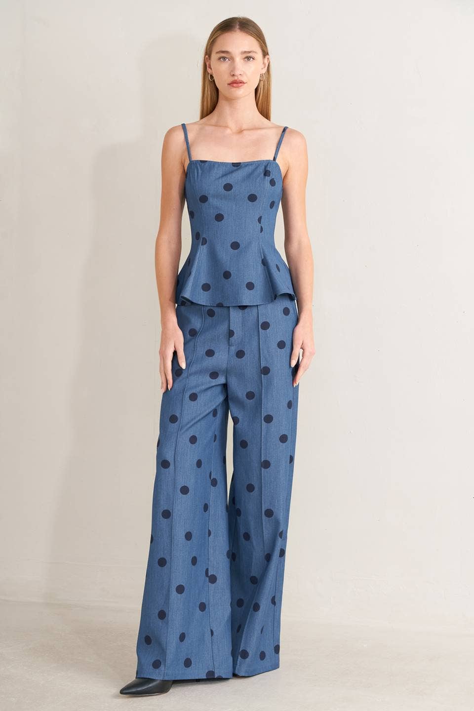 Polka Dot Denim Top