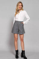 Pleated Shorts Gray