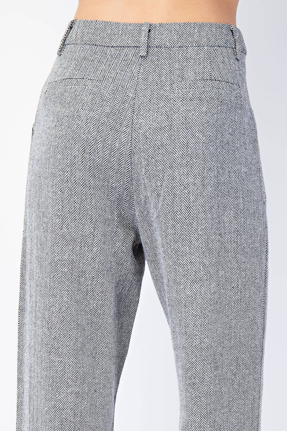 Herringbone Woven Trousers Grey