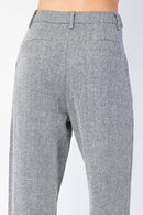 Herringbone Woven Trousers Grey