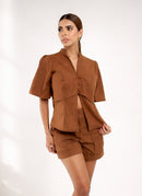 Aura Top Lino Brown