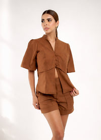 Aura Top Lino Brown